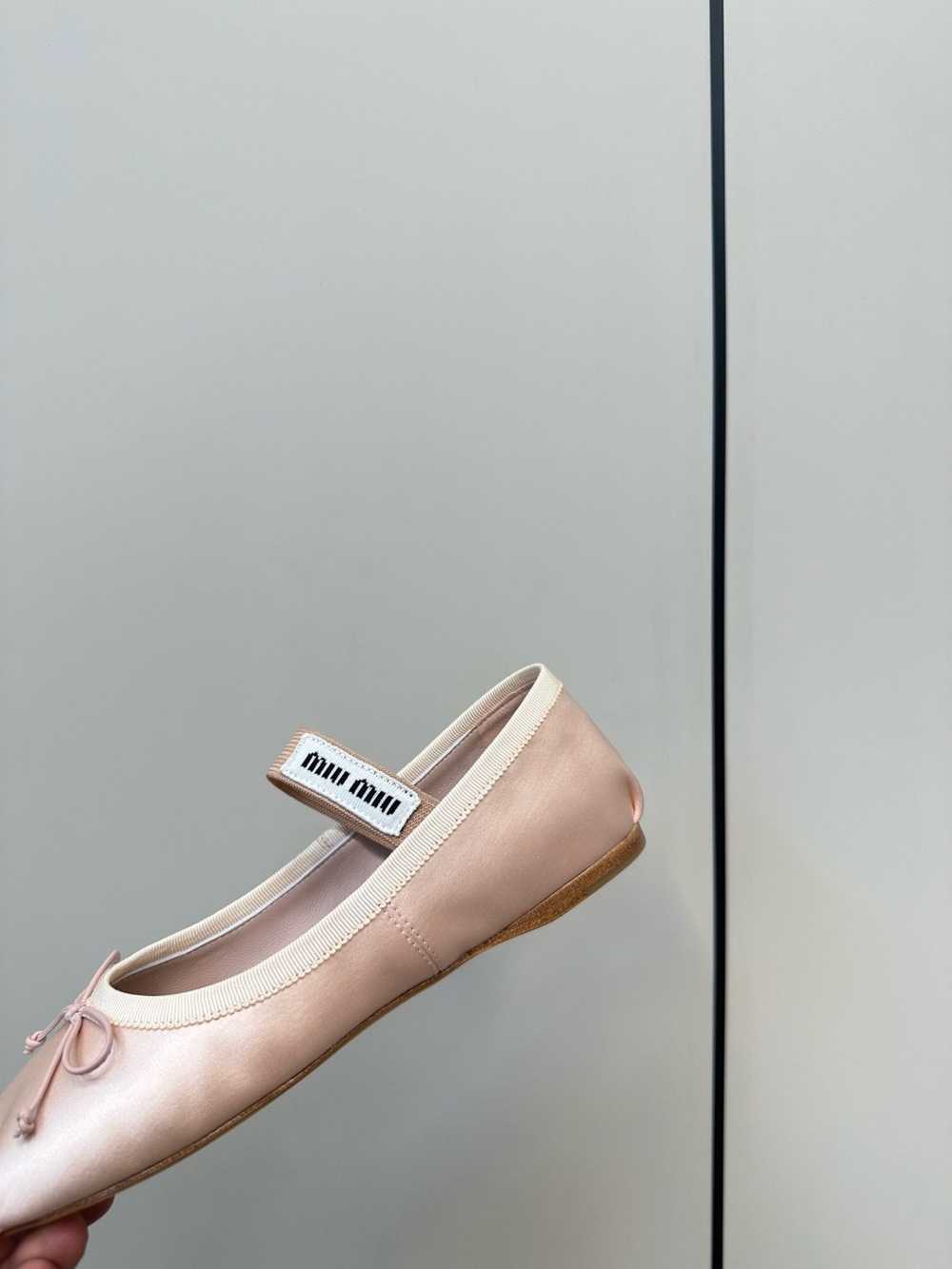 Miu Miu Blush Satin Mary Jane Ballet Flats with Bow - Picture 3 of 8